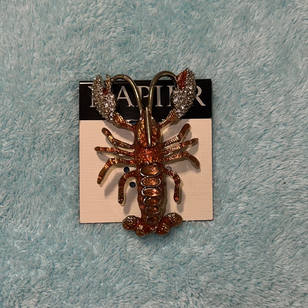 Napier Enamel Rhinestone Lobster Pin Brooch Brand New